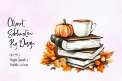 Pumpkin Books Coffee Autumn Sublimation PNG Product Image 1