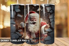 3D Christmas Santa Cracked Hole PNG Tumbler Design Product Image 1