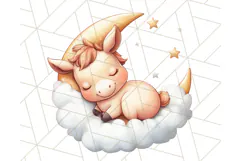Sleeping Baby Animals PNG, Moon and Stars Nursery Clipart Product Image 5