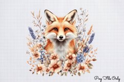 Watercolor Spring Floral Animal Clipart PNG Product Image 1