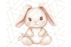 Pastel Pink Easter Bunny Egg and Flowers Clipart PNG Product Image 2