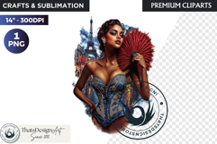 French Cancan cabaret Girl Clipart PNG, Burlesque woman Product Image 1