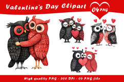 Valentine Cute Owl Couple Clipart PNG Product Image 1