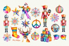 Disco Christmas Watercolor Clipart Groovy Christmas Product Image 4