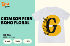 Crimson Fern Boho Floral Monogram Product Image 1