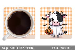 Halloween Cow Coaster Design. Halloween Coaster Sublimation Product Image 1
