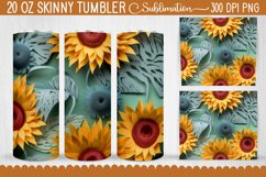 3d Sunflower Tumbler Wrap - Sunflower 3d Tumbler Sublimation Product Image 1