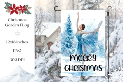 Watercolor Christmas Ballerina Garden Flag Sublimation PNG Product Image 1