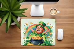 Happy Leprechaun Throwing Gold Coins Mouse Pad PNG Sublimati Product Image 1