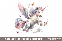 Watercolor Unicorn Clipart, Watercolor Clipart Product Image 1