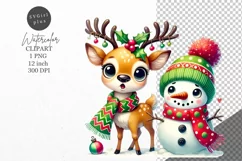 Christmas clipart, Snowman clipart, Reindeer clipart Product Image 1
