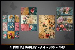 4 Vintage Floral Digital Papers I Junk Journal Page Product Image 2