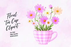 Floral tea cup clipart sublimation Product Image 1