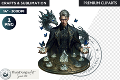 Fantasy Dragon wizard clipart, sorcerer, spellcaster, mage Product Image 1