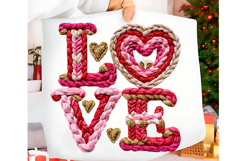 Glitter Crochet Yarn Valentine Png Product Image 1