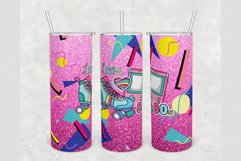 Rollers Retro 80&#039;s glitter 20 oz tumbler sublimation design Product Image 1