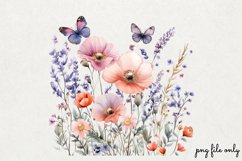 Wild flowers butterflies and dragonfly Clipart PNG Product Image 1