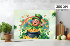 Happy Leprechaun Throwing Gold Coins Cutting Board PNG Subli Product Image 1