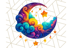 Whimsical Celestial Moon and Stars Clipart Constellation Png Product Image 5
