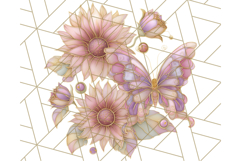 Stained Glass Butterfly and Sunflower PNG Clipart Product Image 5