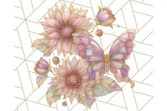 Stained Glass Butterfly and Sunflower PNG Clipart Product Image 5