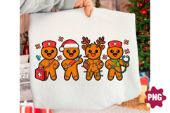 Retro Gingerbread Nurse Christmas Png Product Image 1