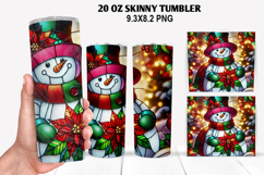 Snowman Skinny Tumbler 20oz Wrap Design, Christmas Tumbler Product Image 1