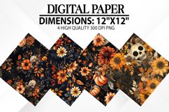 Halloween Flowers Digital Paper - Halloween Background Product Image 1