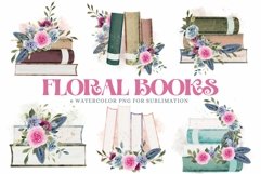 Floral Stacks of Books with Feathers & Flowers Sublimation Product Image 1