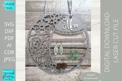 Floral Moon Jewelry Stand Svg, Circle Earrings display svg Product Image 1