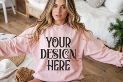Christmas Gildan 18000 Light Pink Crewneck Sweatshirt Mockup Product Image 1