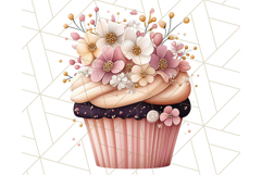 Cupcake Clipart with Florals and Pastel Frosting Png, Spring Product Image 5