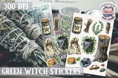 Witch sticker Sheet Green Magic Skull Spell Herbs Halloween Product Image 1
