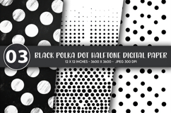 Black Polka Dot Halftone Digital Paper Product Image 1
