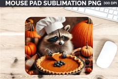Watercolor Raccoon Mouse Pad Sublimation - Thanksgiving PNG Product Image 1