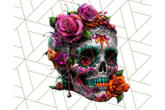 Bright Sugar Skull PNG Clipart, Halloween Colorful Skull Png Product Image 5