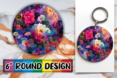 Stylish Floral Round Ornament Sublimation Product Image 1