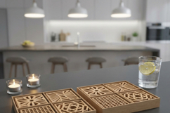 Geometric Laser Cut Coaster Set with Storage Box Patterned Product Image 4