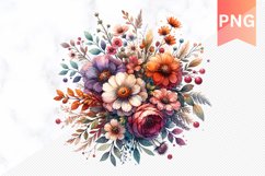 Autumn Flowers Sublimation - Clipart PNG Design Product Image 1