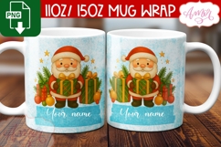 Custom Christmas mug wrap PNG, Santa mug png template Product Image 2