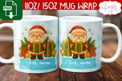 Custom Christmas mug wrap PNG, Santa mug png template Product Image 2