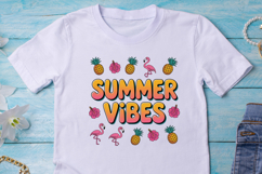 Retro Summer Vibes Bubble Letters with Flamingos Product Image 3