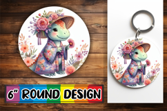 Cheerful Coaster Round Design PNG, Dino Product Image 1