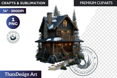 Alpine Winter Sports Fashion and Cabin Clipart PNG Product Image 1