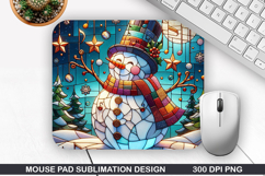 Snowman Mouse Pad Sublimation, Christmas Mouse Pad PNG Product Image 1