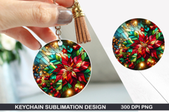 Flower Keychain Sublimation - Spring Keychain PNG Design Product Image 1