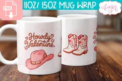Howdy Valentine mug wrap PNG, Wester Valentine mug PNG Product Image 3