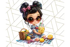 Chibi Summer Girls Clipart PNG, Bright Kawaii Summer Art Product Image 5