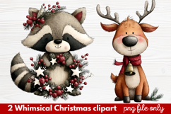 2 Whimsical Christmas Clipart | Cute Holiday PNG Set Product Image 1