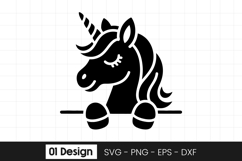 Cute Unicorn Head Cartoon SVG PNG Product Image 1